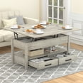 thumbnail image 1 of Urban Deco Lift Top Coffee Table with 2 Storage Drawer Hidden Compartment, Dinging Table Coffee Table for Living Room, Gray, 1 of 7