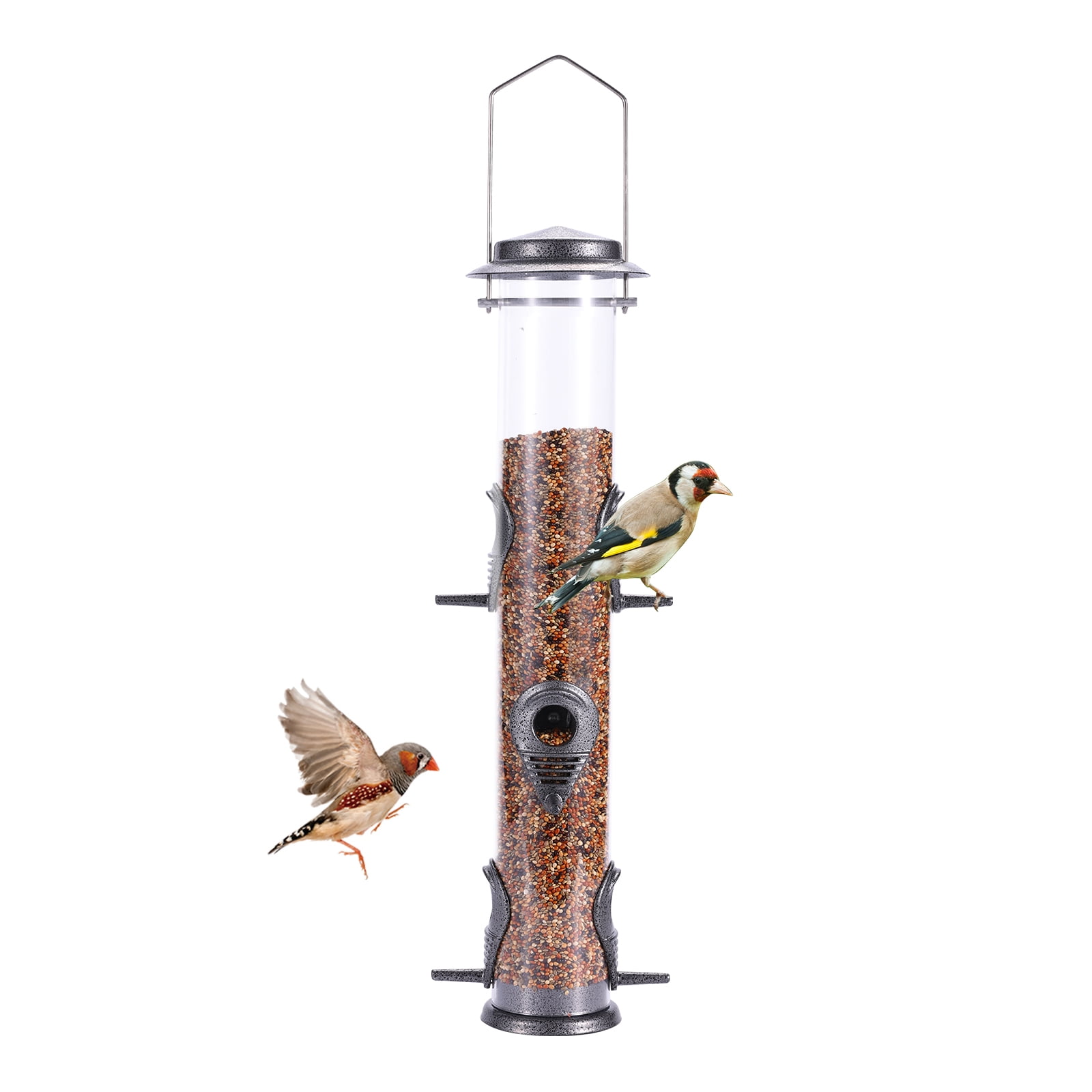 Urban Deco Squirrel Proof Metal Bird Feeder, Large Outdoor Humming Food