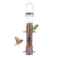 thumbnail image 1 of Urban Deco Metal Bird Feeder Tube Hanging Wild Bird Seed Feeder, Steel Hanger Great for Attracting Birds (Gray), 1 of 7