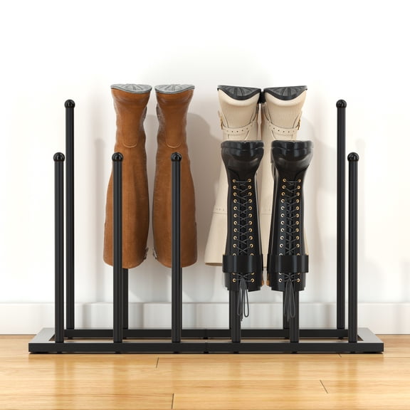 Urban Deco Modern Black Metal Free Standing Shoe Racks,Boot Storage for Dorm Room, Entryway, Bedroom,Shoes Cabinet Organizer Fit for 6 Pairs