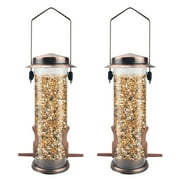 Urban Deco Wild Bird Feeders for Outdoors Hanging 2 Pack Stainless Steel Tube Bird Feeder Squirrel Proof (Copper)