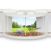 Urban Deco Window Bird Feeder Inside House with 180° Clear View, Durable Wood and Safe Birder Feeder, White