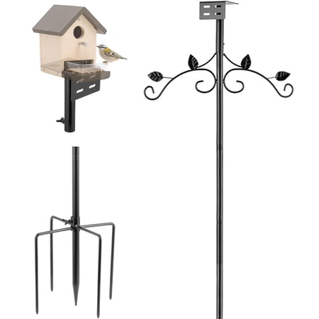 Urban Deco 91 Inch Bird Feeder Pole Mount Kit, Bird House Pole 5-Prong Base Shepherds Hook for Hummingbird Feeders, Adjustable Heavy Duty Bird Feeder Stand for Outdoor Garden Decor
