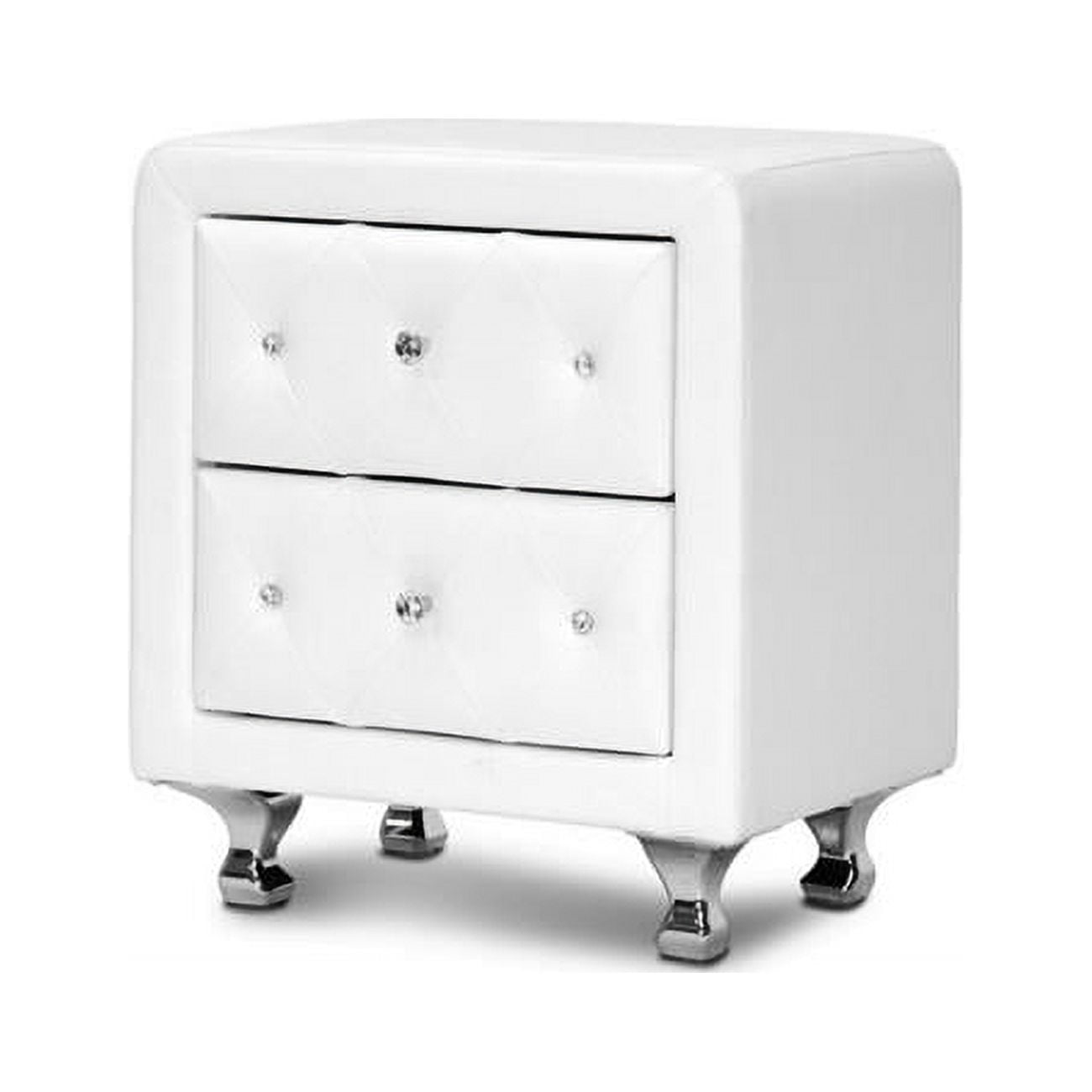 Urban Designs 370018 24 in. Crystal Tufted White Upholstered Modern