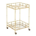 thumbnail image 1 of Urban Designs 7727556 Gold Leaf 2-Shelf Square Metal Mirror Mobile Bar Cart - 30 x 18 x 18 in., 1 of 3