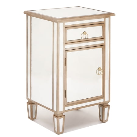 Urban Designs 7786665 Gold Mirrored Cabinet Side Table - 30 x 15 x 19 in.