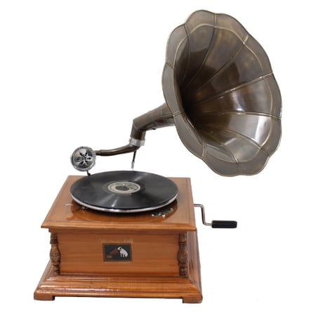 Urban Designs Antique Replica RCA Victor Phonograph Gramophone with Dark Aged Bronze Horn