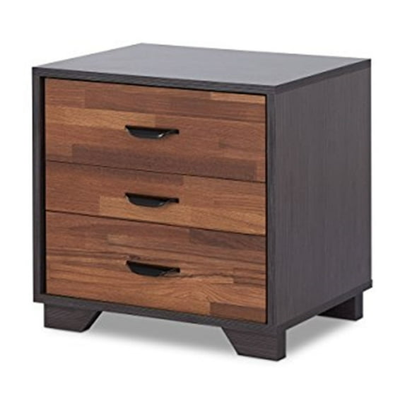 Urban Designs Dore Collection 3-Drawer Nightstand walnut & espresso Walnut Finish