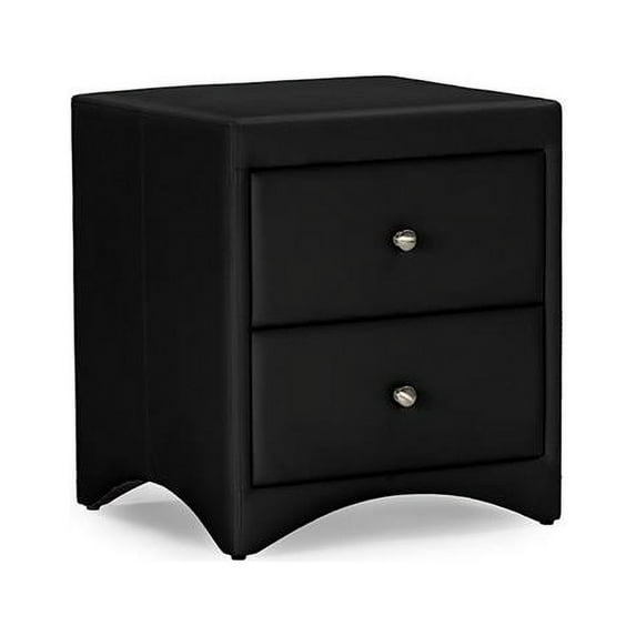 Urban Designs Dorian Black Faux Leather Upholstered Modern Nightstand