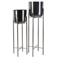 thumbnail image 1 of Urban Designs Large And Tall Contemporary Round Metallic Planters Set - Black, 1 of 5