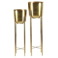 thumbnail image 1 of Urban Designs Large And Tall Contemporary Round Metallic Planters Set - Gold, 1 of 5