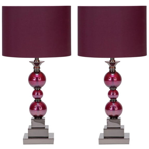 Urban Designs Loft Chic Metal & Glass Table Lamps (Set of 2) Purple Red