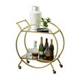 thumbnail image 1 of Urban Designs Luca Round Rolling Metal Bar Cart with Glass Shelves, Gold, 1 of 7