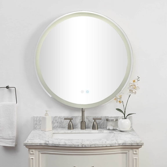 Urban Designs Lumineux 32" x 32" LED Bathroom Wall Mirror with Defogger