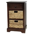 thumbnail image 1 of Malibu 3-Drawer Night Stand with Wicker Baskets-Finish:Coffee,Material:Wood, 1 of 4