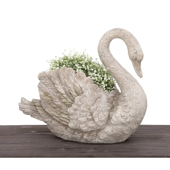 Urban Designs Swan Cast Stone Planter Garden Decor - Grey