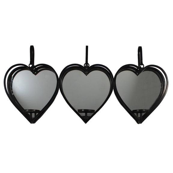 Urban Designs Three Hearts Mirrored Candle Wall Sconce