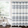 thumbnail image 1 of Urban Diamond Stripe Woven Tufted Eco-Friendly Recycled Cotton Shower Curtain Blue Single 72X72, 1 of 11