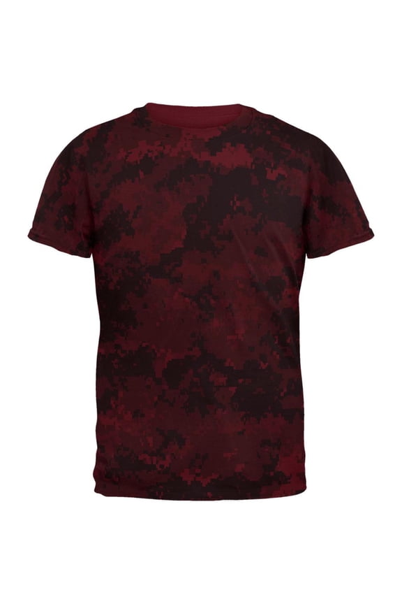Urban Digital Camo All Over Maroon Adult T-Shirt - Small