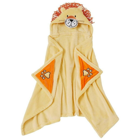 Lion Hooded Bath Towel Soft & Cozy 50 x 25 Plush Towel for Baby, Newborn, Toddler & Infant, Machine Washable, Golden Yellow