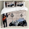 thumbnail image 1 of Ambesonne Urban Duvet Cover Set, London and Paris Streets, Calking, Warm Taupe Black, 1 of 3