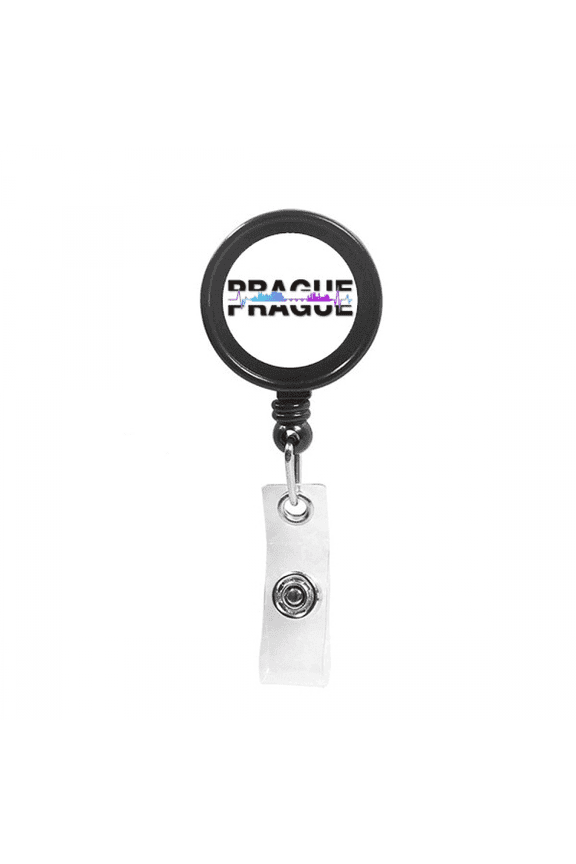 Urban Electric Wave Prague Building Retractable Keychain Badge Holder ID Badge