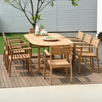 Urban Elements Cityscape 9-Piece Teak Wood 100% FSC Oval Patio Dining Set