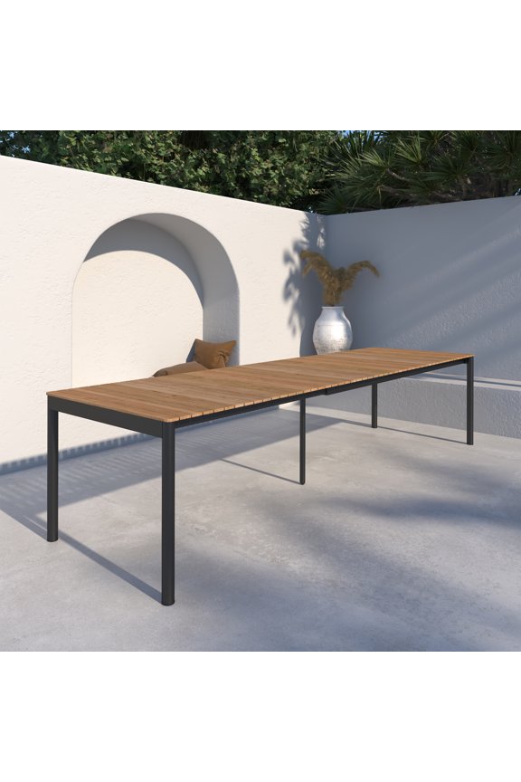 Cove 100% FSC Teak Wood and Aluminum Extendable Rectangular Table