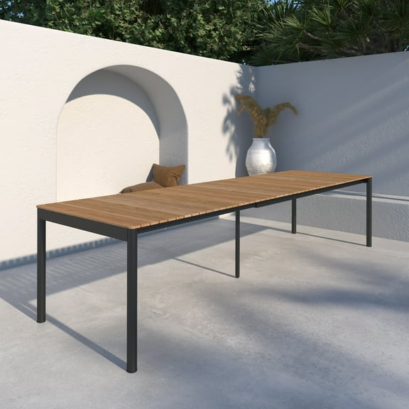 Urban Elements Cove 100% FSC Teak Wood and Aluminum Extendable Rectangular Table