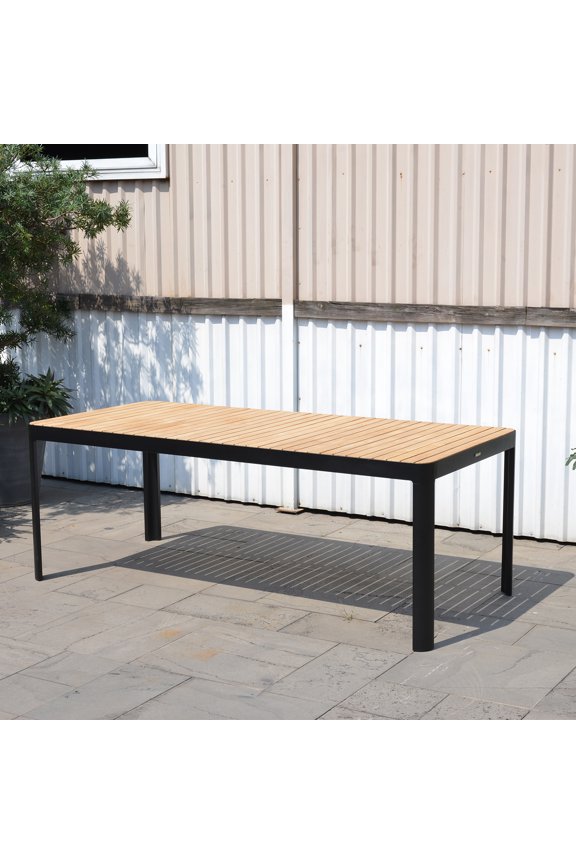 Sunset 100% FSC Teak Wood and Aluminum Rectangular Dining Table Dark