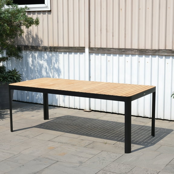 Urban Elements Sunset 100% FSC Teak Wood and Aluminum Rectangular Dining Table Dark