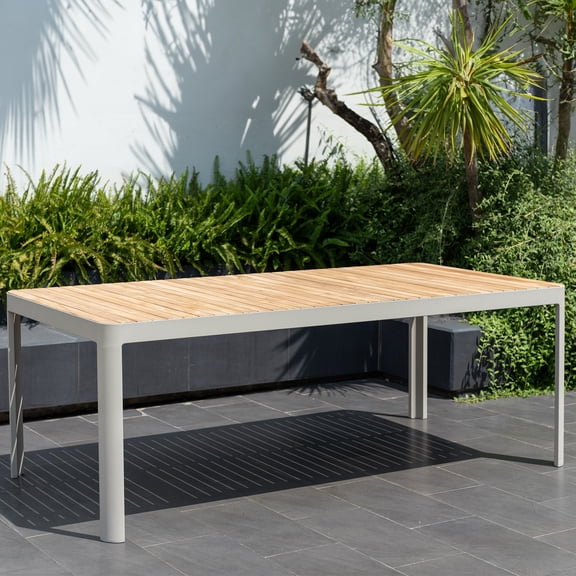 Urban Elements Sunset 100% FSC Teak Wood and Aluminum Rectangular Dining Table Light