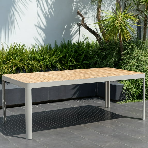 Urban Elements Sunset 100% FSC Teak Wood and Aluminum Rectangular Dining Table Light