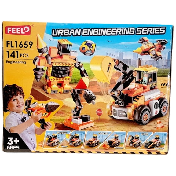 GN Universe Urban Engineering Series 141 Pieces DIY Trucks 6 in 1 Blocks Ages 3+