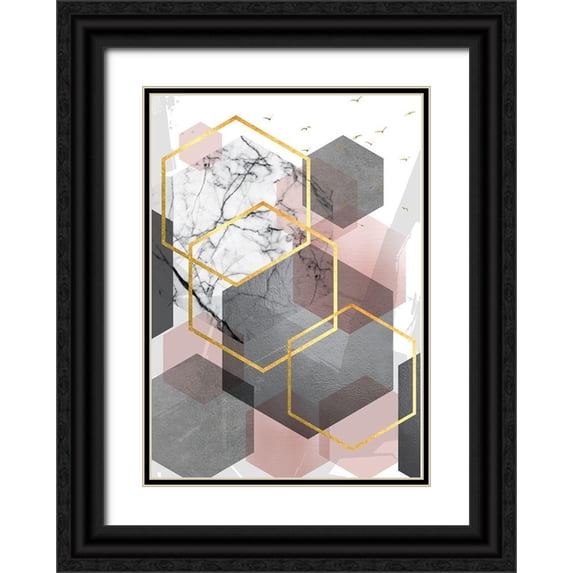 Urban Epiphany 11x14 Black Ornate Wood Framed with Double Matting Museum Art Print Titled - PGG Abstract Landscape 1