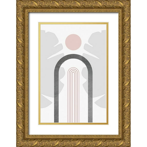 Urban Epiphany 11x14 Gold Ornate Wood Framed with Double Matting Museum Art Print Titled - Modern Mid Century Abstract Pink Grey 2