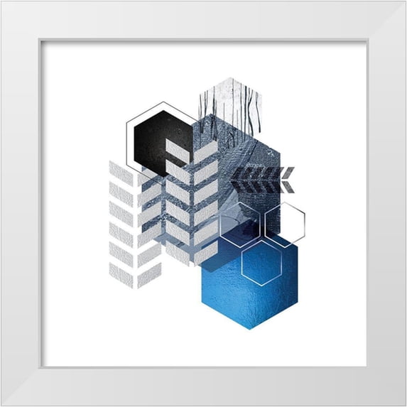 Urban Epiphany 12x12 White Modern Wood Framed Museum Art Print Titled - Geo Blue 4