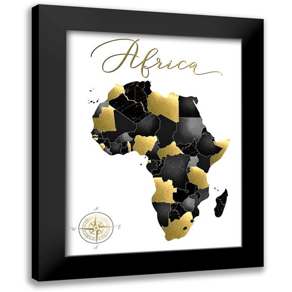 Urban Epiphany 12x14 Black Modern Framed Museum Art Print Titled - Black Grey Gold Geo