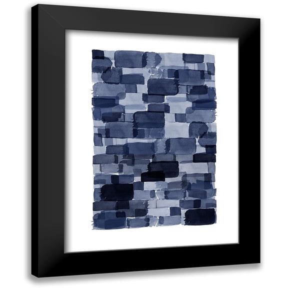 Urban Epiphany 12x14 Black Modern Framed Museum Art Print Titled - Navy Blue Watercolor Block
