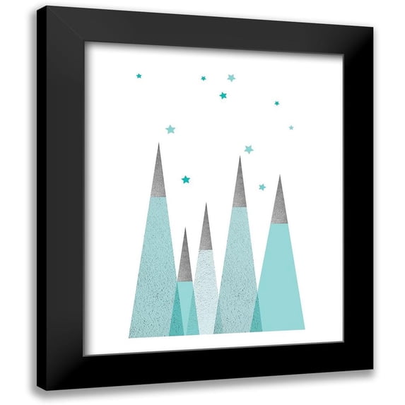 Urban Epiphany 12x14 Black Modern Framed Museum Art Print Titled - Teal Mountains 3