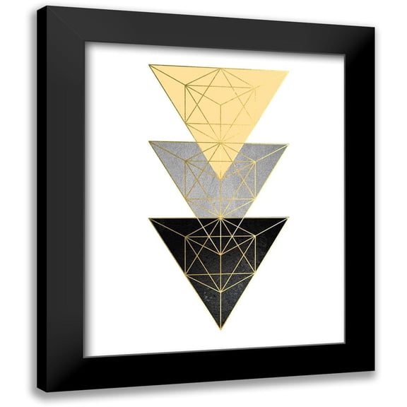 Urban Epiphany 12x14 Black Modern Framed Museum Art Print Titled - Yellow and Black Geo 3