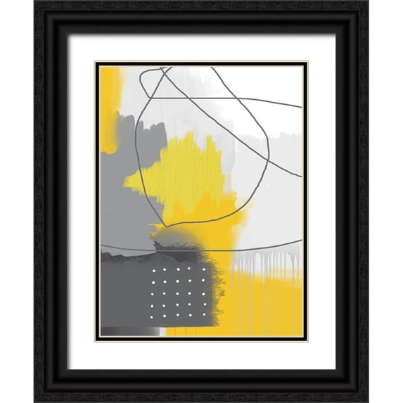 Urban Epiphany 12x14 Black Ornate Wood Framed with Double Matting Museum Art Print Titled - Modern Abstract Yellow Grey 2