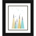 thumbnail image 1 of Urban Epiphany 12x14 Black Ornate Wood Framed with Double Matting Museum Art Print Titled - Teal Yellow Mountains 3, 1 of 4