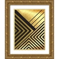 thumbnail image 1 of Urban Epiphany 12x14 Gold Ornate Wood Framed with Double Matting Museum Art Print Titled - Black And Gold Geometric Lines 2, 1 of 4