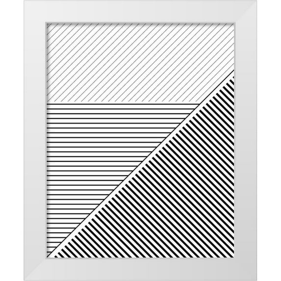 Urban Epiphany 12x14 White Modern Wood Framed Museum Art Print Titled - BW Geo Lines 2