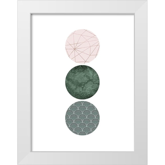Urban Epiphany 12x14 White Modern Wood Framed Museum Art Print Titled - Evergreen Blush Geo 3