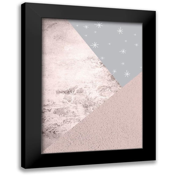 Urban Epiphany 14x18 Black Modern Framed Museum Art Print Titled - Blush Pink Grey Mountains 1