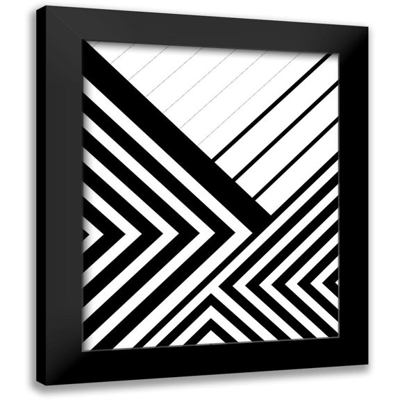 Urban Epiphany 15x18 Black Modern Framed Museum Art Print Titled - BW Geo Lines 3