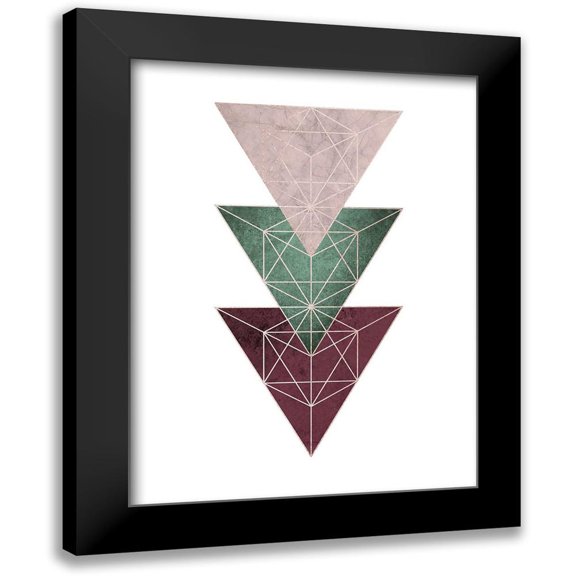 Urban Epiphany 15x18 Black Modern Framed Museum Art Print Titled - Cranberry Green Blush GEO 3