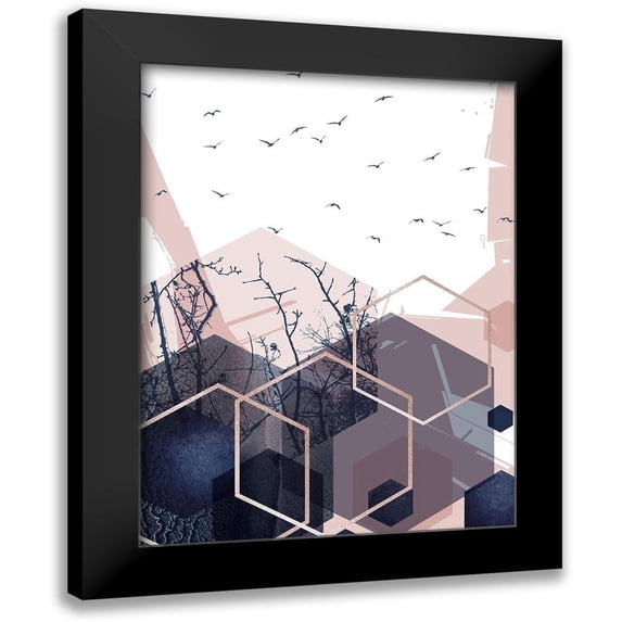Urban Epiphany 15x18 Black Modern Framed Museum Art Print Titled - Geo Birds 3